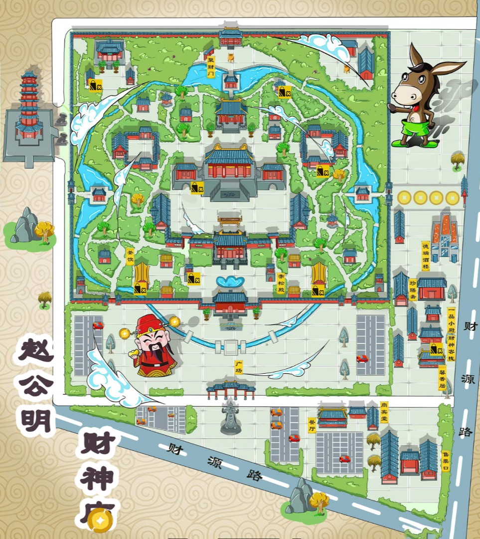 南召寺庙类手绘地图